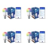 PHILIPS WiZ 12W E27 Wi-Fi & Bluetooth LED Smart Bulb with Music Sync, Compatible with Amazon Alexa & Google Assistant, 16 Million Colours & Motion Sensing Technology | Pack of 4
