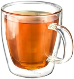 Amazon Brand – Solimo Borosilicate Glass Tea Cup, Double Wall, Heat-Resistant, Crystal-Clear, Ideal for Tea, Coffee and Other Beverages (Set of 4, 170 Ml Each)
