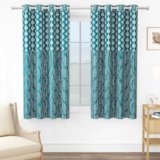 MollisHomes Window Curtains 5 Feet Pack of 1, Damask, Blue & White
