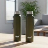 Clazkit Alpha Pro Classic Stainless Steel Water Bottle Single Wall 1000ml Set of 2 | Lightweight, Leak-Proof, Reusable | Ideal for School Kid, Office, Gym & Travel | Green