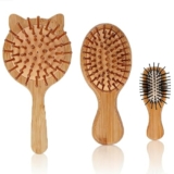 Sleek Hair Brush, Wooden Hair Brush 3-Piece Set, Bamboo Vent Cushion Comb for Smoothing and Styling, Compact Design for Personal Use and Travel