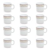 Larah by BOROSIL Elega Opalware Mug, Set of 12 Tea/Coffee Mugs, 180 ml Each, Microwave & Dishwasher Safe, Bone-Ash Free, Crockery Set Ideal for Daily Use & Gifting, White