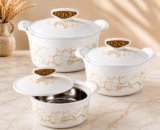 Flipkart SmartBuy Akoya Classic Insulated Inner Stainless Steel Chapati/Biryani/Vegitable Serving Pack of 3 Thermoware Casserole Set(500 ml, 1000 ml, 1500 ml)