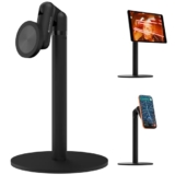 Zebronics Magnetic Mobile & Tablet Holder, 360° Rotation, Multi-Angle Adjustment, Height Adjustable, MagSafe Compatible with Metal Ring, N52 Magnet (MS500)