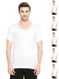 VIP Bonus Premium RNS Men’s 100% Cotton Round Neck Half Sleeve White Vest, 80 Size, Pack of 6