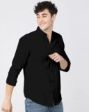 VRLOOKS Men Checkered Formal Black Shirt