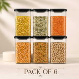 Sentricus Plastic Grocery Container  – 1100 ml(Pack of 6, Black)