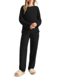 KOTTY Women’s Stylish Black Winter Set for Travel & Airport Look (Black,S)-KTTWINTERSET188S