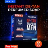 Aqueria De-Tan & Brightening 2-in-1 Bath Soap for Men | Cool Water Fragrance(3 x 100 g)