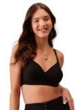 Clovia Women’s Cotton Rich Non-Padded Non-Wired T-Shirt Bra with Lace (BR1924P13_Black_40D)