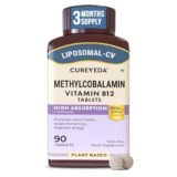 Cureveda Liposomal Vitamin B12 1500 mcg Active Methylcobalamin Aloe Vera | High Absorption Tablets for Nerve Health, Memory & Energy | 90 Tablets (90 Day Pack)