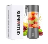 SUPERSTUD Portable Blender Electric Juicers Fruit Mixers USB Rechargeable Smoothie Mini Personal Juicer For Home – 6 Blades Mini Smoothies & Juices; Office, & Kitchen (Royal Gray)