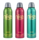 Nike Women Deodorant Spray Combo (Amber + Rose + Musk) – 200ml Each | Pack of 3 Long Lasting Body Spray | Odour Control & Freshness | Deo for Women