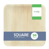 Clazkit 50 Pack Areca Square Palm Leaf Plates| Like Wooden Bamboo | Eco Friendly, Biodegradable, Use and Throw Small Dona | for Serving Pasta, Soup & Snacks | Birthday, Wedding & Party (6″ X 6″)