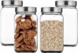 Optiq Glass Pickle Jar  – 1000 ml(Pack of 4, Silver)