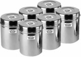 JAGGERY Stainless Steel Grocery Container  – 500(Pack of 6, Silver)
