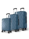 Safari Voro Set of 3 Trolley Bag Hard Case Polypropylene, 8 Spinner Wheels, 360 Degree Wheeling Carry on Luggage, Travel Bag, Suitcase for Travel, Trolley Bags for Travel, Ink Blue