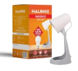Halonix PolycarbonateMagnus Desk Light | with 4.9W Led Bulb | B22 Holder | Light Weight | Easy to use Study lamp | Designer Study | with Fixed Head lamp, Beige