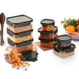 CELLO Modulock Pet Storage Container For Kitchen Set of 9 Pcs, Black (1000ml x 3, 600ml x 3, 260ml x 3) | Freezer & Fridge Safe, Airtight Pet Kitchen Storage Container For Beans, Whole Grains, Spices