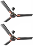 LONGWAY Kiger P2 1200 mm/48 inch Ultra High Speed 3 Blade Anti-Dust Decorative Star Rated Ceiling Fan 2 Years Warranty (Smoked Brown, Pack of 2)