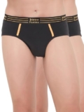 John Players Pack of 2 Cotton Brief with Striped Waistband in Dark Grey (JBF043M05_M_Grey)