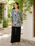 Fyunl Women Printed, Floral Print Straight Kurta(Beige, Dark Green)