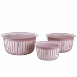Amazon brand – Solimo Plastic Linea Containers without Lid Food Grade Set of 3(1.3L,2.3L and 3.8L) |BPA-Free Multipurpose Kitchen Bowls for Mixing and Serving, Coral Peach