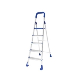 Happer Premium Foldable Aluminium Step Ladder, Clamber Pro, 5 Steps (Blue & Satin)