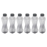 PEARLPET Twist BPA-Free Plastic Water Bottle Set |Lightweight, Leak-Proof & Freezer Safe – Pack of 6 (1000ml Each), Grey