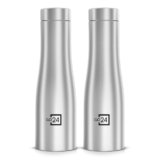 Go24 pexpo Monaco 1000 ISI Certified Stainless Steel Sports/Fridge Water Bottle, 970ml, Silver, Pack of 2 | Eco Friendly | BPA Free | Water Bottle for Office, Gym, School, Yoga, Trekking, Adults&Kids