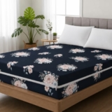 Homedy Premium Cotton Printed Mattress Cover/Protector with Zipper Chain|Provides All Around with 360° Encasing | Double King Size Bed – 78×72+8 inches (6.5 x 6 Feet Mattress) Black White Rose