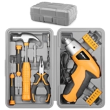 Hi-Spec Cordless Electric Screwdriver, Power Screw Driver Set with Pink Compact Tool Kit for Small Repair and Maintenance- Ideal Housewarming Gift,19 Piece (Yellow)