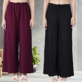 Sudhresha Loose Fit Women Maroon, Black Trousers