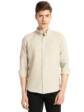 Thomas Scott Men’s Slim Fit Casual Shirt | Long Roll-Up Sleeves | Button-Down Collar | Polyester Fabric (TS1635_LightGrey_L)
