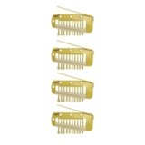 INHEAVEN Chunni Dupatta Clips with Safety Pin, 4-Pack, 10-Teeth Hair Extension Clips for Women, Indian Style Headscarf Grip (GOLD)