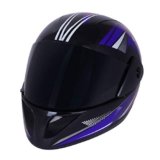 Sage Square ABS ISI Certified Tinted Visor High Standard Safety Enhanced Design Extra Comfort Plus Full Face Graphic Helmet (Black Glossy, Blue, Size: Large)