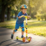 Cockatoo Little Bus Buddy Kick Scooter for Kids 2-12 Years, Kids Scooter with 40MM in PP+PU LED Wheel, 4 Adjustable Height Scooter, Upto 50 Kg (Yellow)