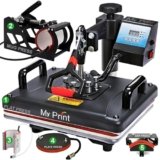MY PRINT | Heat Press 5 in 1 Digital Multi Functional | DTF PRINTING | Sublimation Printing | Vinyl Printing Machine for T-Shirts [Any Flat Product] with Cap Press, Plate Press, 11Oz Mug Press, with extra Mug Attachment | 12×15 Inch | For Business Supplies [Teflon Attached]
