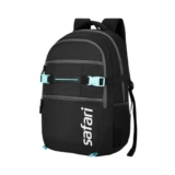 Safari Surge 30L Laptop Backpack Bag for Men & Women, School Bag for Boys & Girls, Ideal for Office/School/College, 2 Compartment Backpack with Rain Cover, Bottle Holder, & Organizer, Color Black