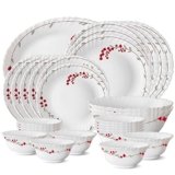 Larah by Borosil Verona Opalware Dinner Set, 27-Pieces, White