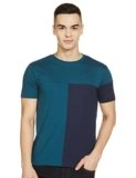 The Indian Garage Co Men Slim Fit Solid Round Neck Tshirt Teal