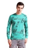 The Indian Garage Co Men Slim Fit Racer Round Neck Tshirt Green