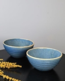VOLA Organic Big Bowl Set of 2 Aesthetic Design Made with Ceramic (Porcelain) Premium Material Home & Office Use Kitchen & Dining Luxury Tableware Ideal for Gifting Medium Teal