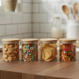 Amazon Brand – Solimo Glass Borosilicate Jar 600Ml,Transparent,4 PCS