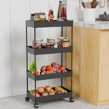 Kitchwell Kitchen Trolley Multipurpose Storage Organizer Slim Rack Shelf with Wheels for Living Room, Office, Bedroom, Bathroom, Kids Room (4 Layer)