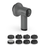 Lifelong Wireless Manipol Hand Massager|Percussion Massage|Handheld Therapy with Variable Intensity to Relieve Pain in The Back,Neck,Shoulders&Legs|LED Display|8 Detachable Head|4000mAh Battery,Grey