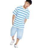 URB_N Men Striped T-Shirt (Blue_L)