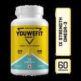 YouWeFit Omega-3 Fish Oil | 1000mg Daily Strength Fish Oil Capsules | No Fishy Burps(60 Capsules)