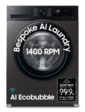 Samsung 9 kg, 5 star, AI EcoBubble, Super Speed, Wi-Fi, Hygiene Steam with Inbuilt Heater, Digital Inverter, Fully-Automatic Front Load Washing Machine (WW90DG5U24AXTL, Inox)