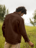 javier Men Solid Casual Brown Shirt